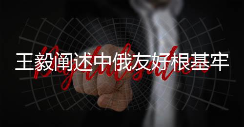 王毅阐述中俄友好根基牢不可破，一道坚固的纽带连接两国未来