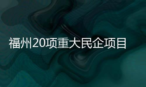 福州20项重大民企项目签约 总投资超230亿元
