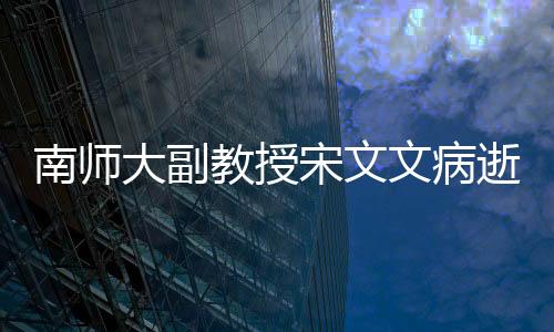 南师大副教授宋文文病逝，享年41岁，文化英才陨落实属遗憾