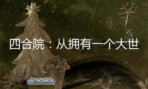 四合院：从拥有一个大世界开始