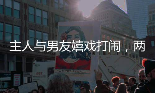 主人与男友嬉戏打闹，两只爱犬默契配合上演假打戏码