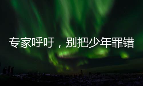 专家呼吁，别把少年罪错都只推向刑法