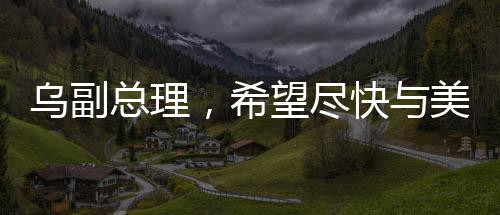 乌副总理，希望尽快与美签署矿产协议，推动双边关系新发展