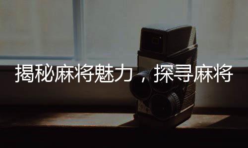 揭秘麻将魅力，探寻麻将带来的多重好处