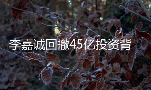李嘉诚回撤45亿投资背后的故事