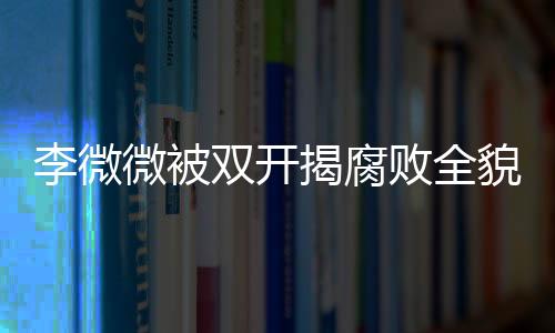 李微微被双开揭腐败全貌，大搞全家腐警示世人