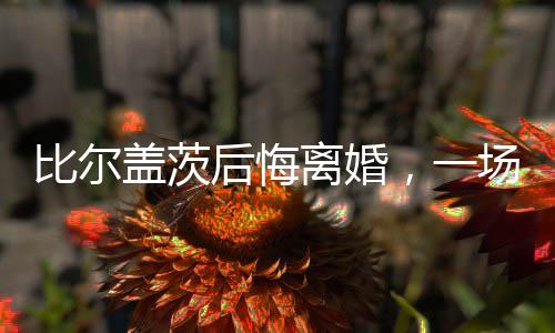 比尔盖茨后悔离婚，一场引人注目的科技巨头婚姻背后的故事