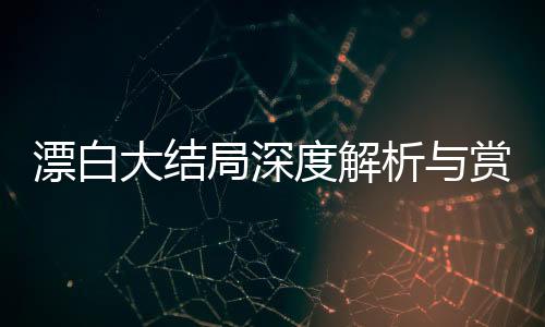 漂白大结局深度解析与赏析，回顾关键线索与感人瞬间（分十段详述）