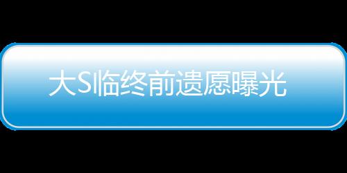 大S临终前遗愿曝光