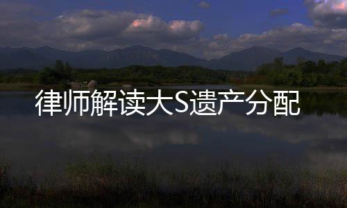 律师解读大S遗产分配