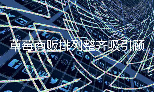 草莓商贩排列整齐吸引顾客，展现活力市场景象
