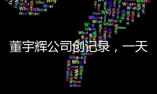 董宇辉公司创记录，一天带货逾一个亿——带货新时代的新传奇