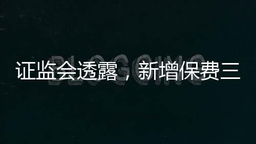 证监会透露，新增保费三成瞄准A股市场投资